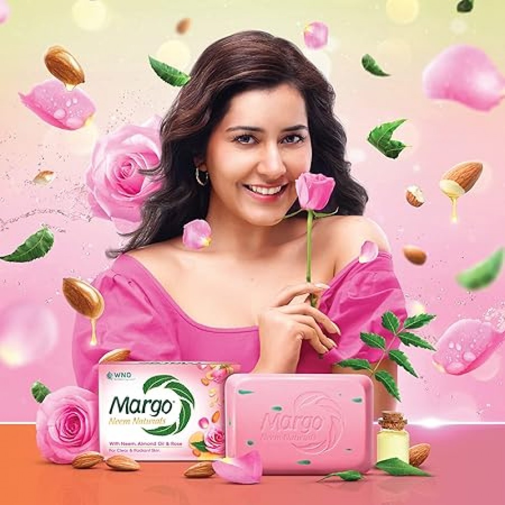 Margo Neem - Almond Oil & Rose (pack of 5 x 40g)