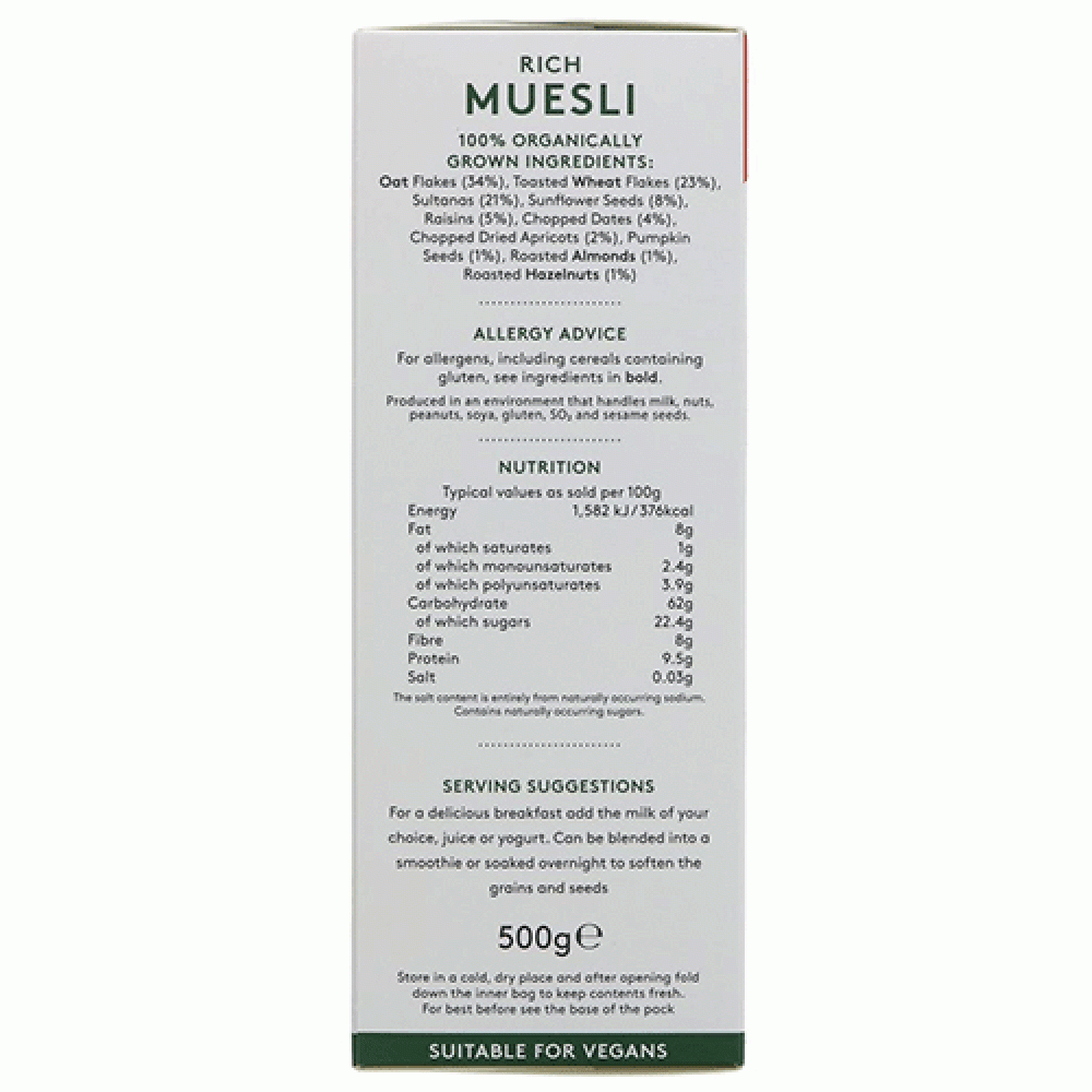 Alara Rich Organic Muesli (500g) by Alara Organic Alara Rich Organic Muesli (500g)JSUMX031