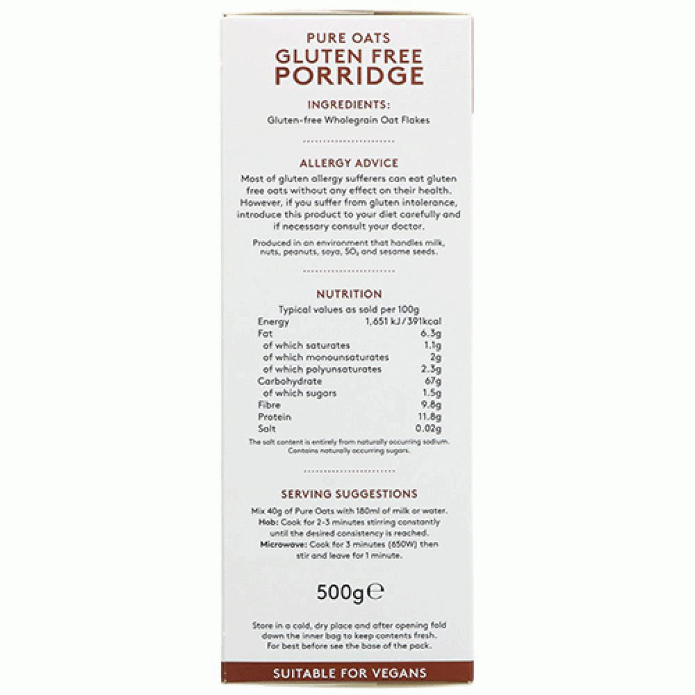 Alara Pure Gluten Free Oats (500g)JSUFX013