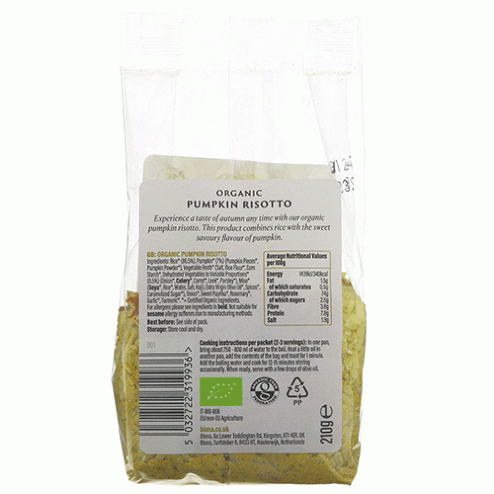 Biona Pumpkin Risotto (210g)JSUQS013
