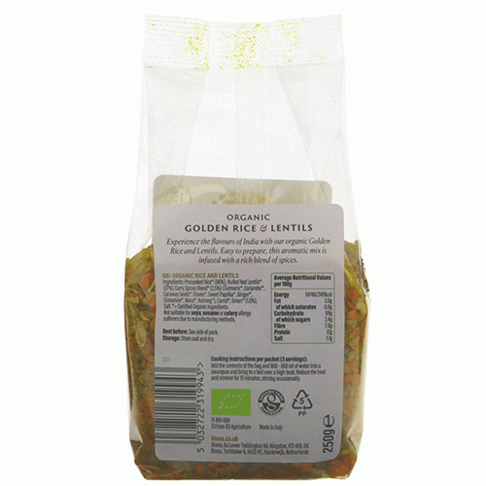 Biona Golden Rice & Lentils (250g)JSUQS110